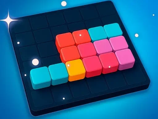 Block Puzzle game board with colorful block shapes arranged on a square grid